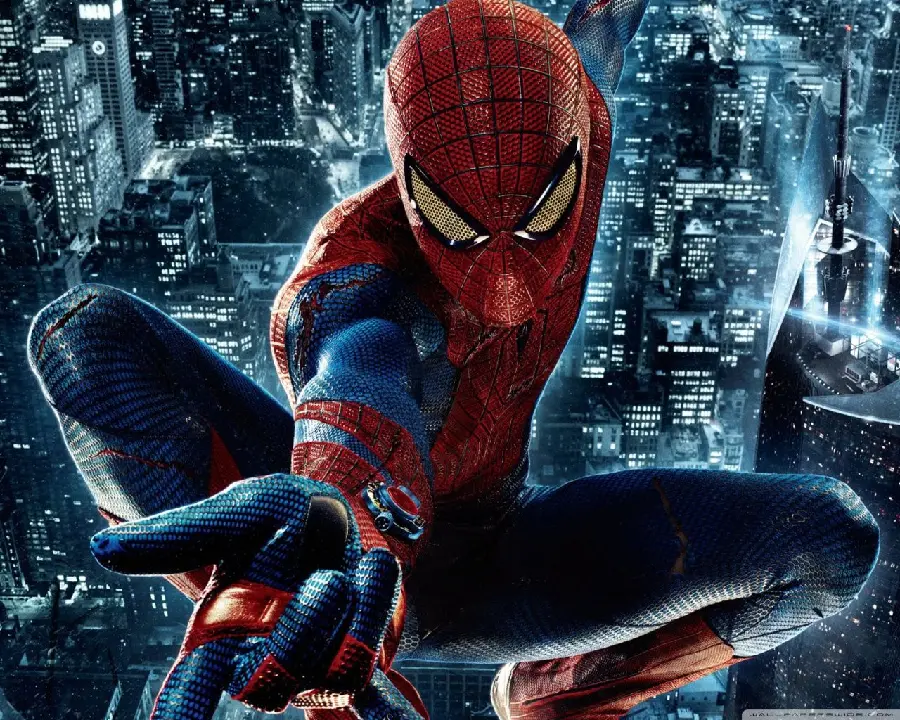 Spiderman's creepy profile photo with city view at night