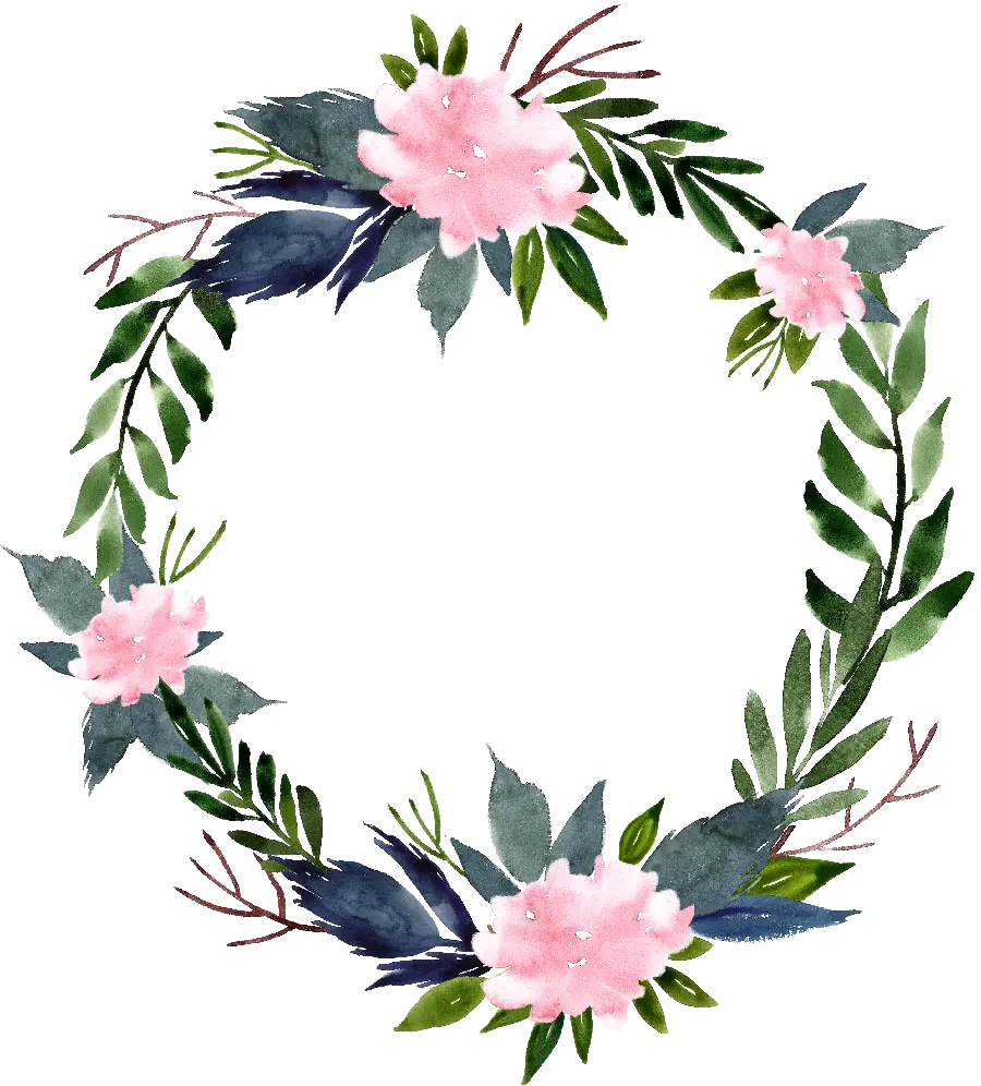 Circular painted flowers image without background