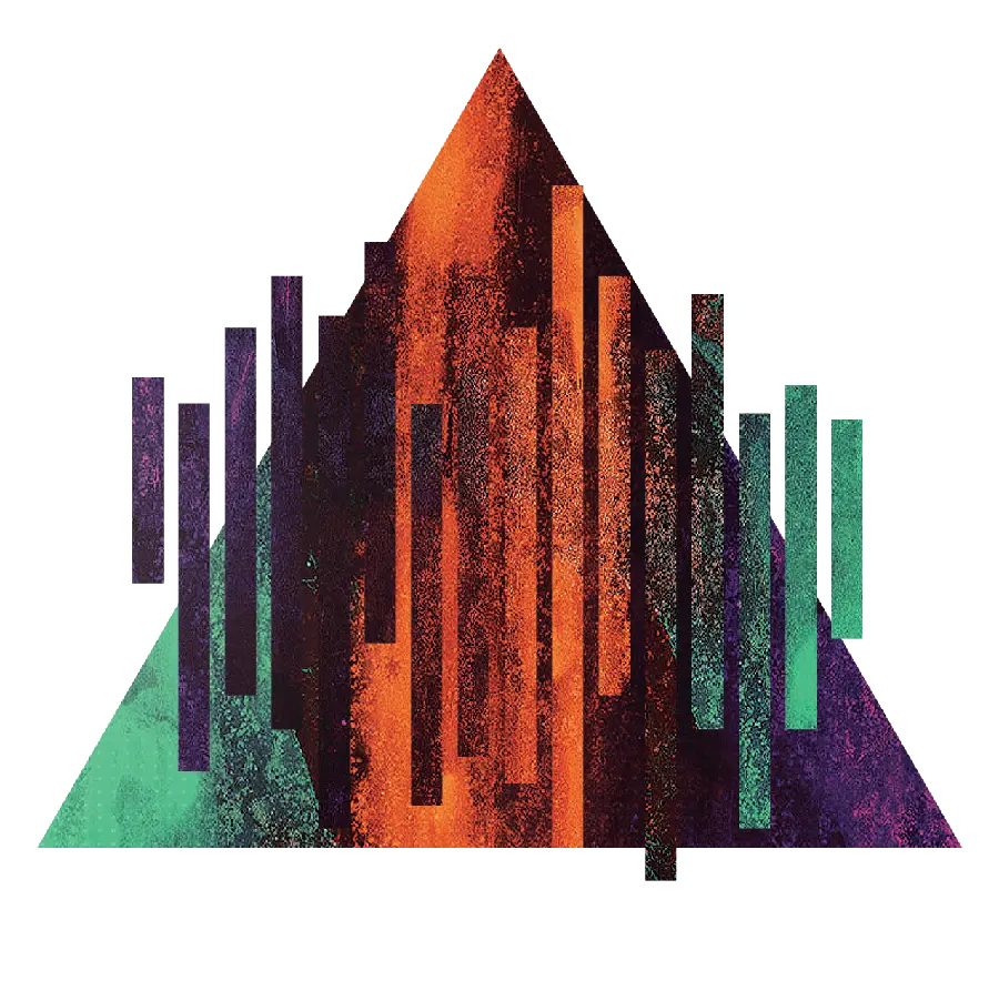 High quality colorful triangle design with a wreath in the form of a telephoto