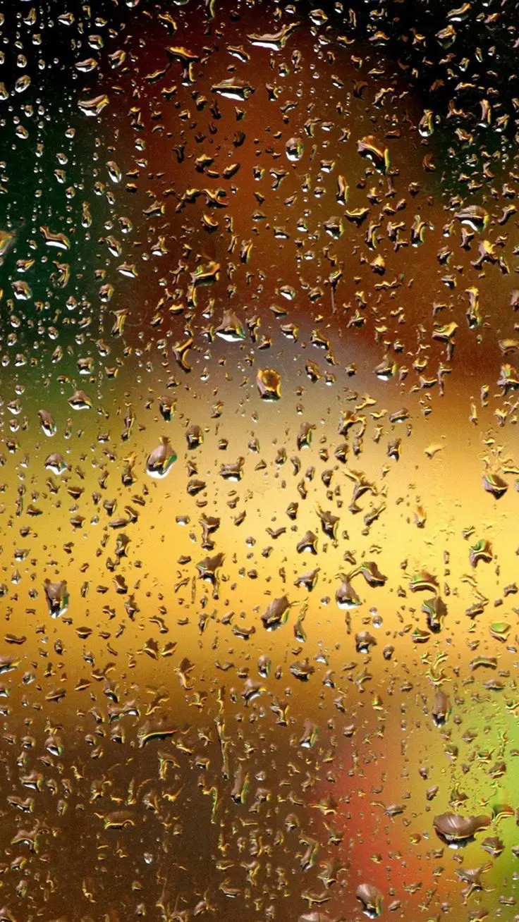 Beautiful Yellow Wallpaper with Design Rainy Glass for iPhone and Samsung