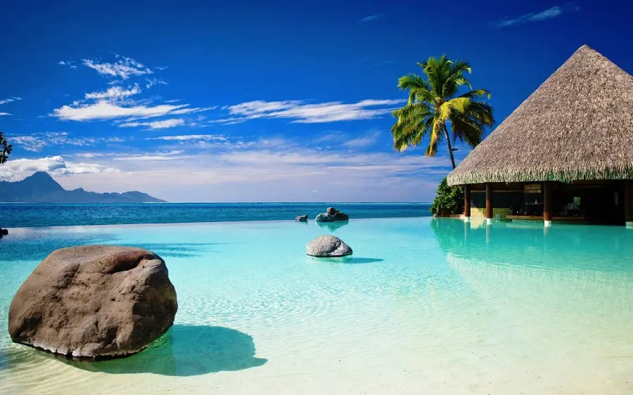 Frame of Indonesian tourist attractions on the dreamy sea beach