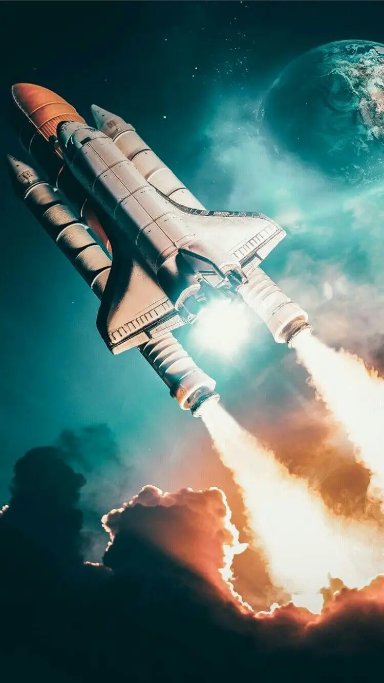 Beautiful photo of a rocket in space for phone wallpaper