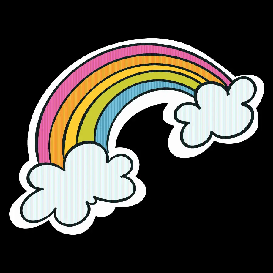 Rainbow drawing with clouds for children