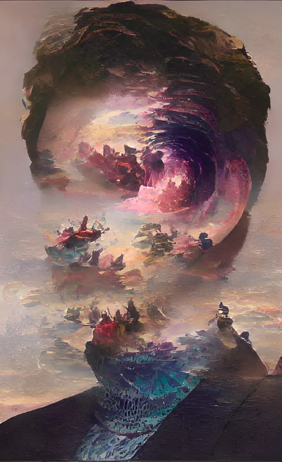 Artificial Intelligence Image of a Man's Head with a Dreamy Spring Nature Face