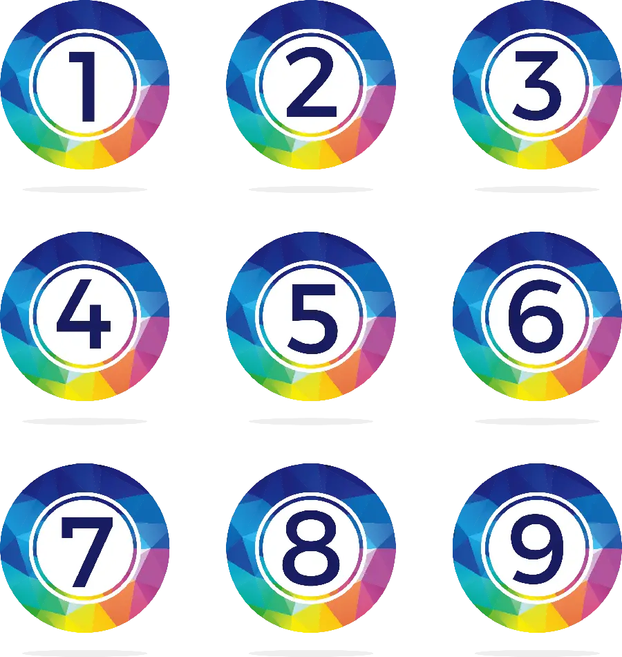 High quality photo of numbers 1 to 9