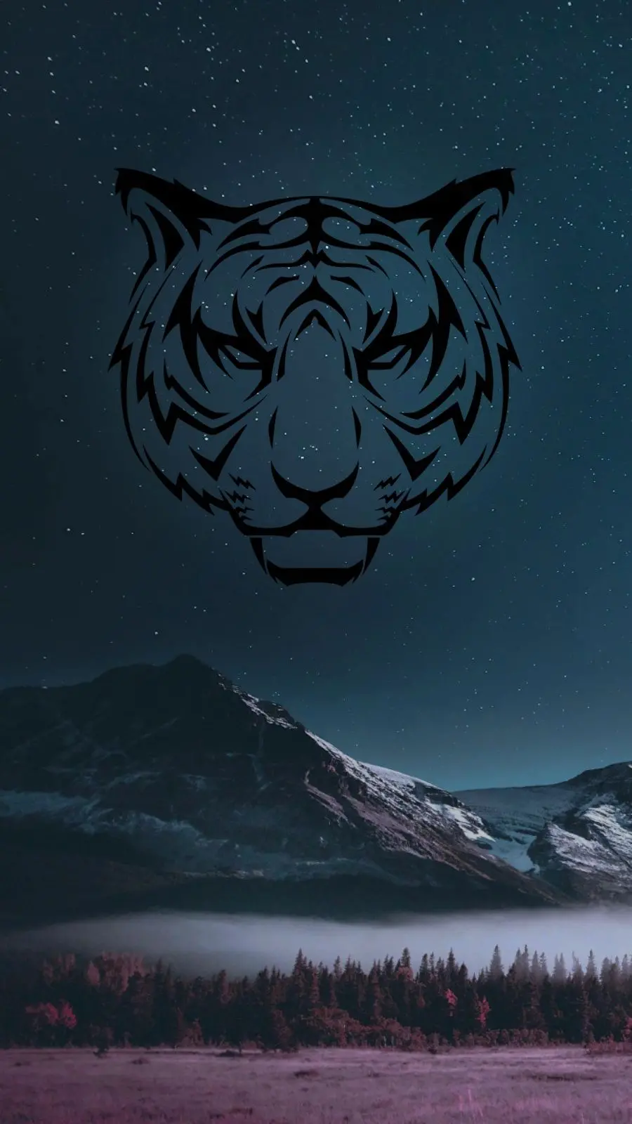 Full HD fantasy tiger wallpaper in the starry sky for your phone