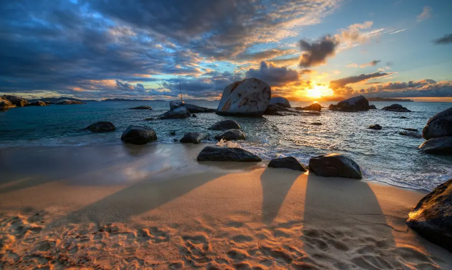 HD beach background with huge rocks for mobile
