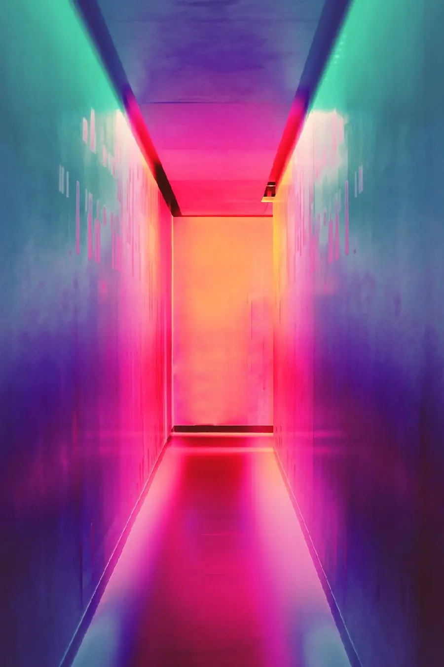 Photo of a corridor with colored light, positive energy, suitable for the site template