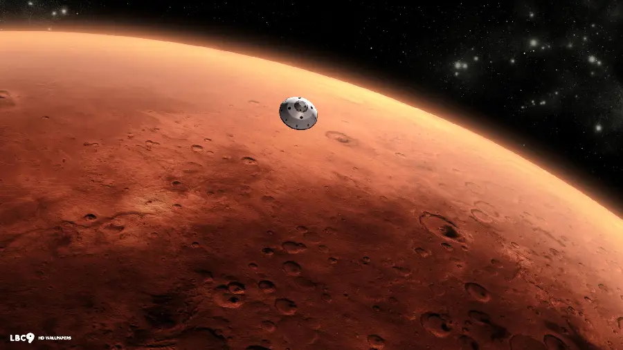 High quality photo of the Mars information spacecraft in the atmosphere