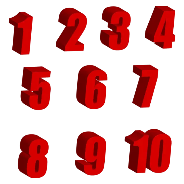 Red and 3D math numbers