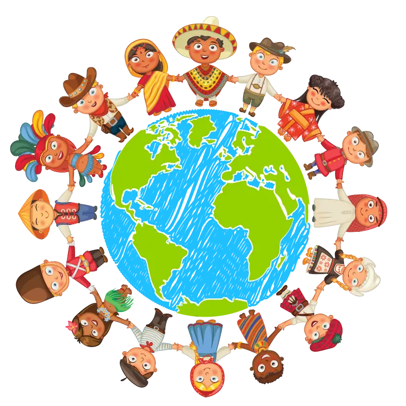 Interesting photo of cultural diversity around the world in png teleport format