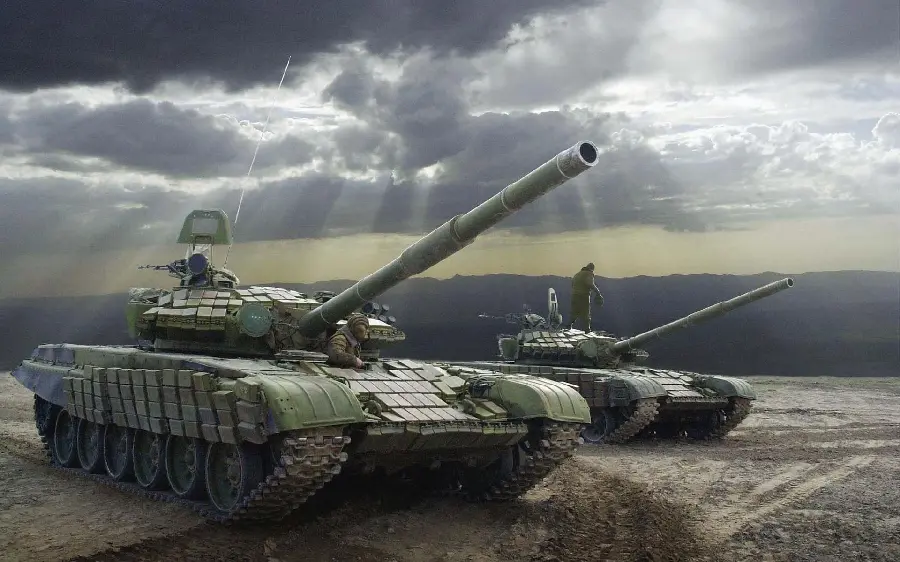 Strange Wallpaper of Two Green Military Tanks 2023