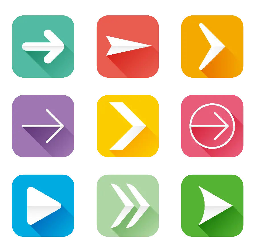 A collection of icons and logos of arrows and arrows in PNG format