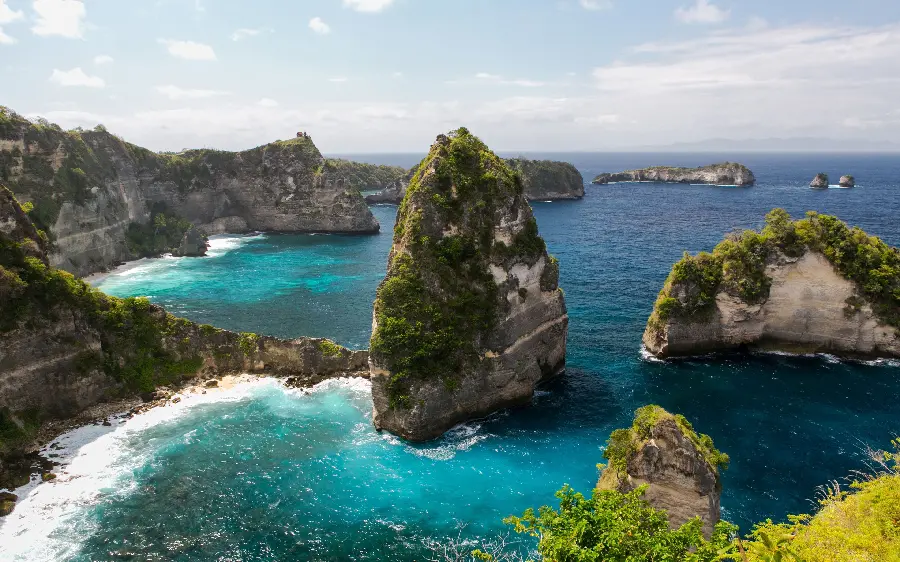 Aerial photo of the seashore in Bali, the spectacular island of Indonesia
