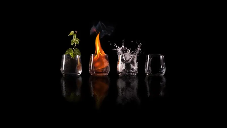 Picture of the four elements of life in chemistry 2023 soil fire water air