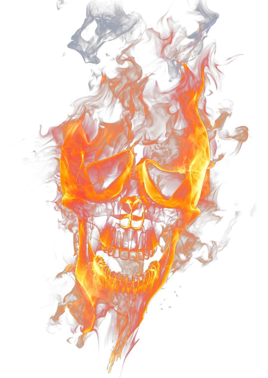 Download free PNG skull on fire without background