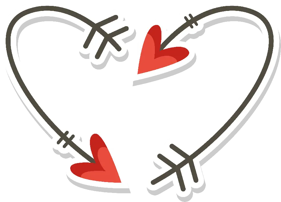 Red Heart Arrows and Arrows with PNG