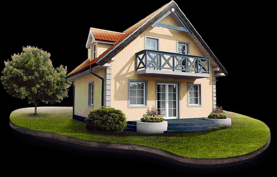 3D photo of a house PNG
