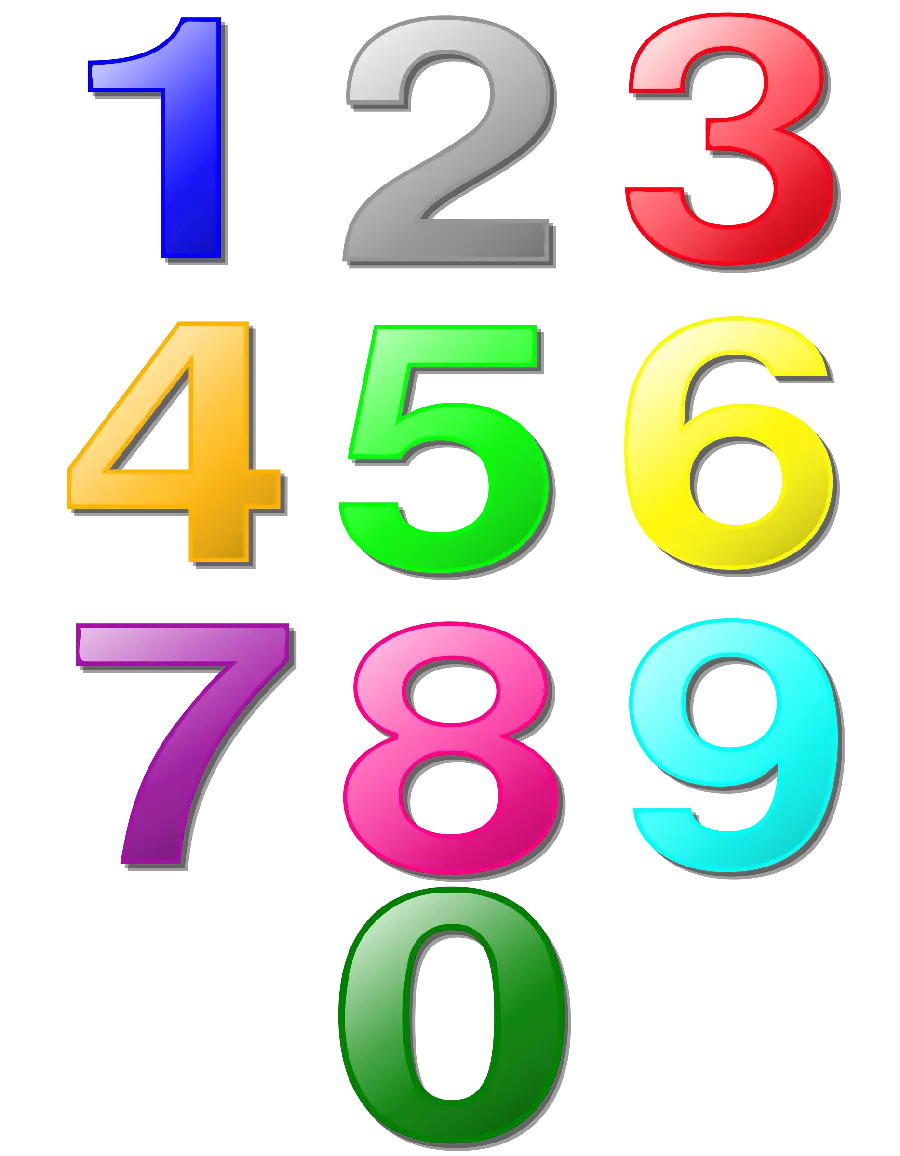 Colorful photos of numbers 1 to 9