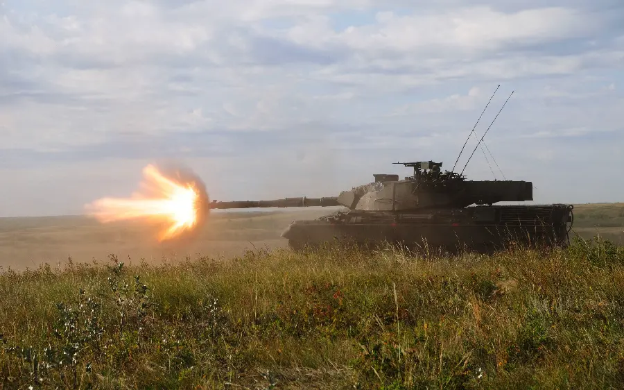 Amazing Poster of Powerful Shooting of Military Tank in the Forest