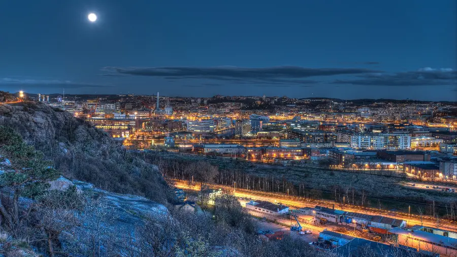 The most beautiful background of a crowded city illuminated at night