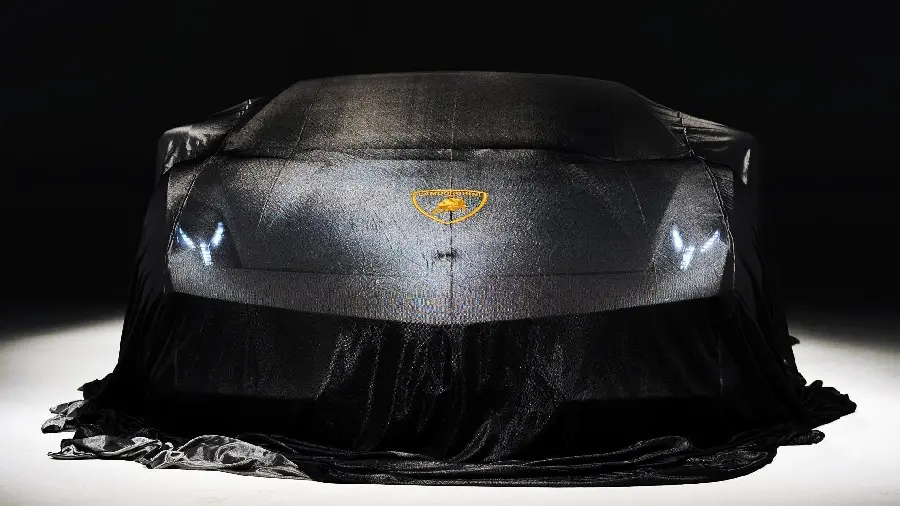 Black Lamborghini photo at the exhibition