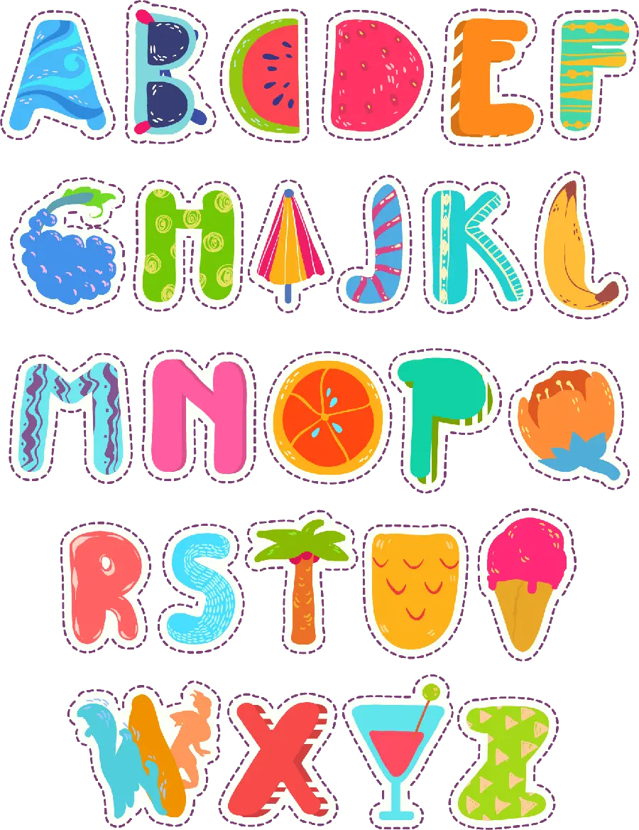 Photo of English letters in ice cream style
