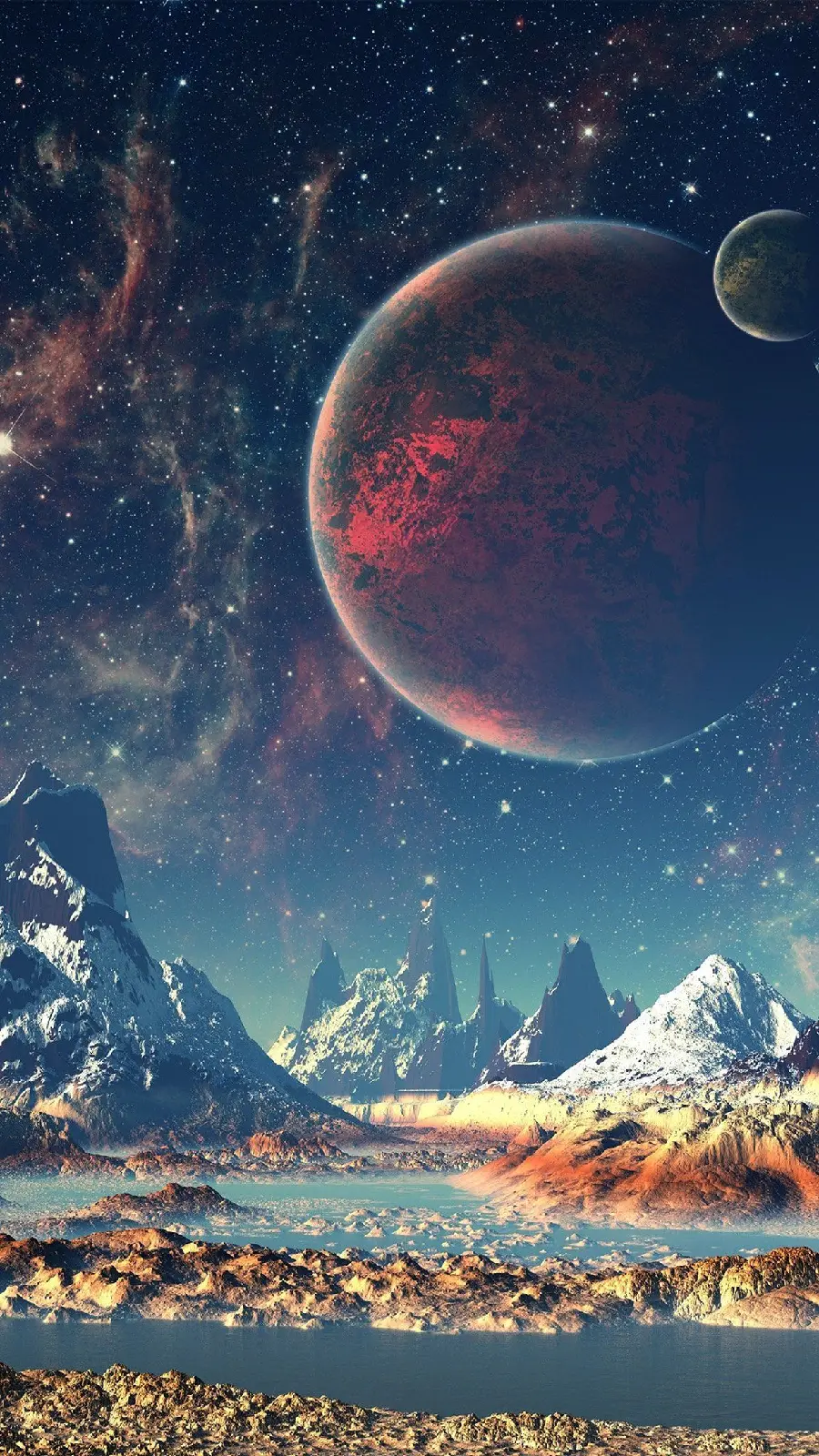 The most dreamy digital painting of the Earth with a beautiful color theme