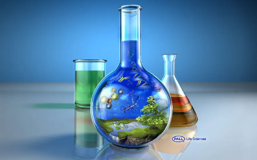 Interesting 3D image of life inside a chemistry laboratory flask
