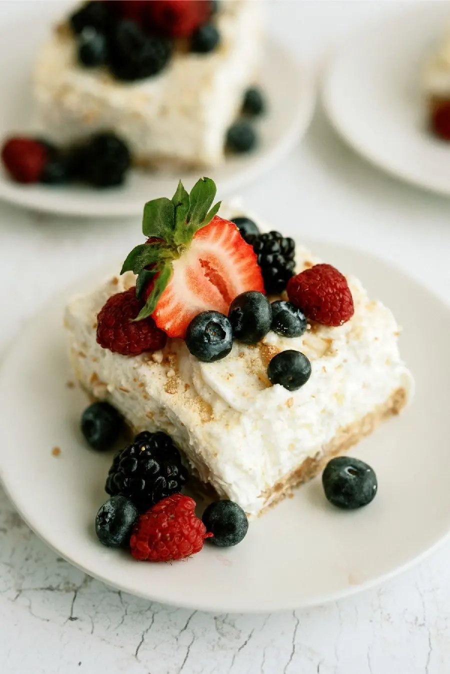 HD photo of a dreamy and quick dessert with a beautiful decoration of raspberries and strawberries