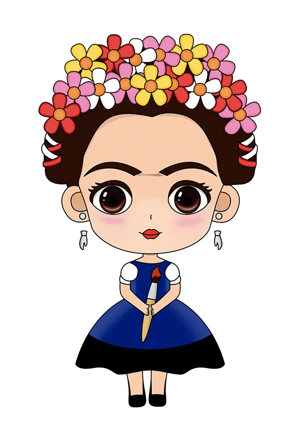 A cute girl painter with a flower on her head, suitable for all types of editing