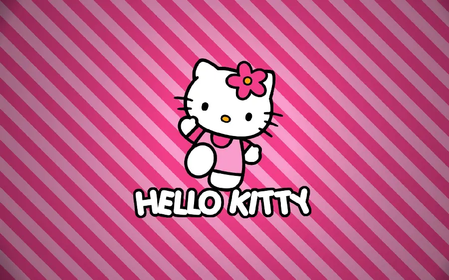 Pink striped image of Hello Kitty for the phone background