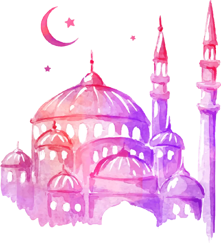 Spectacular painting of the holy month of Ramadan with a pink and purple theme