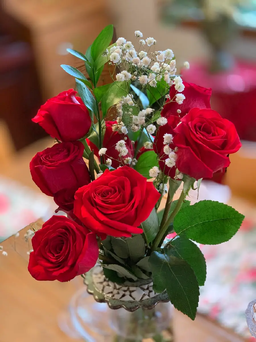 New HD Photo of Red Rose Vase in a Pleasant Home Atmosphere 