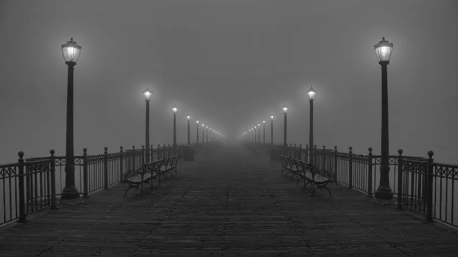 Wallpaper of a wooden bridge with lights suitable for a lonely profile