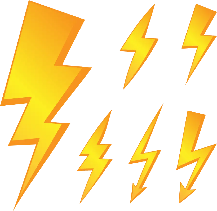 Arrows and arrows PNG with creative and attractive yellow lightning shape