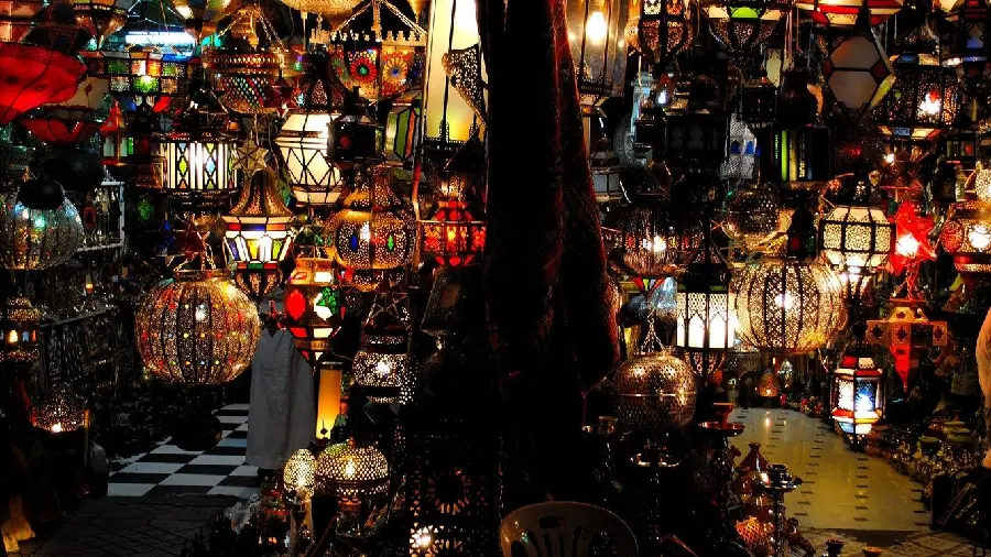 Download Artistic Image of Traditional Colored Lights in Morocco