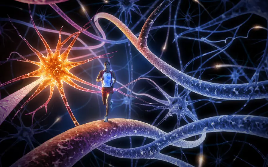 Very Interesting Digital Picture of Athlete Running on Nerves of the Body