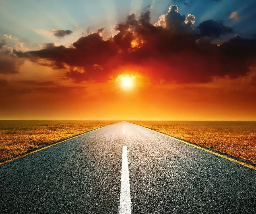 Free Download of Cloudy Sunset and Road Background