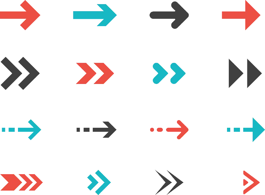 Types of arrow and arrow vector to the right without background