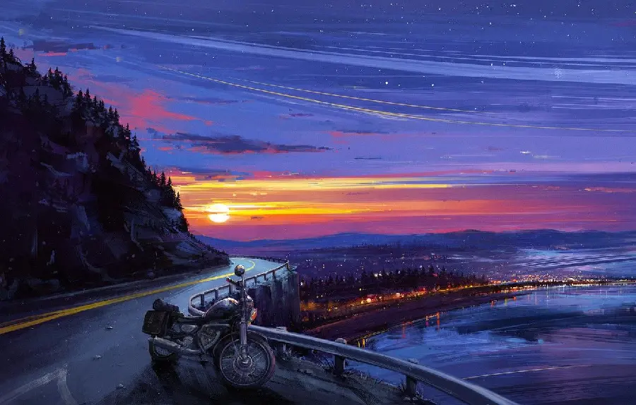 Road and Motorcycle Graphic Photo