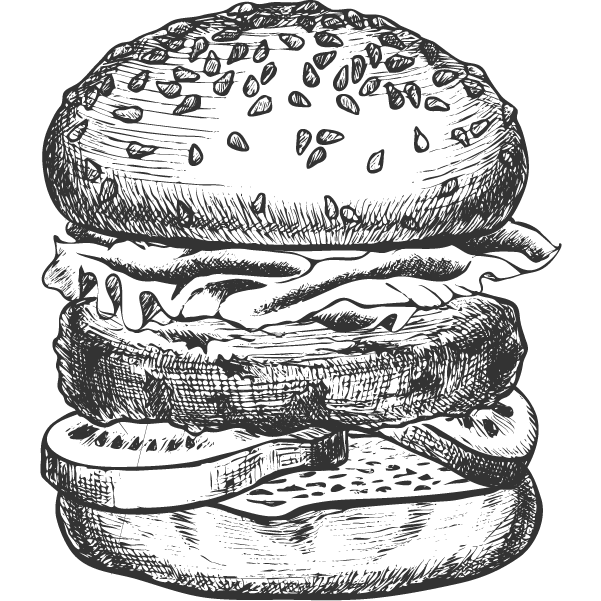 The most stylish black and white hamburger design for shop sign