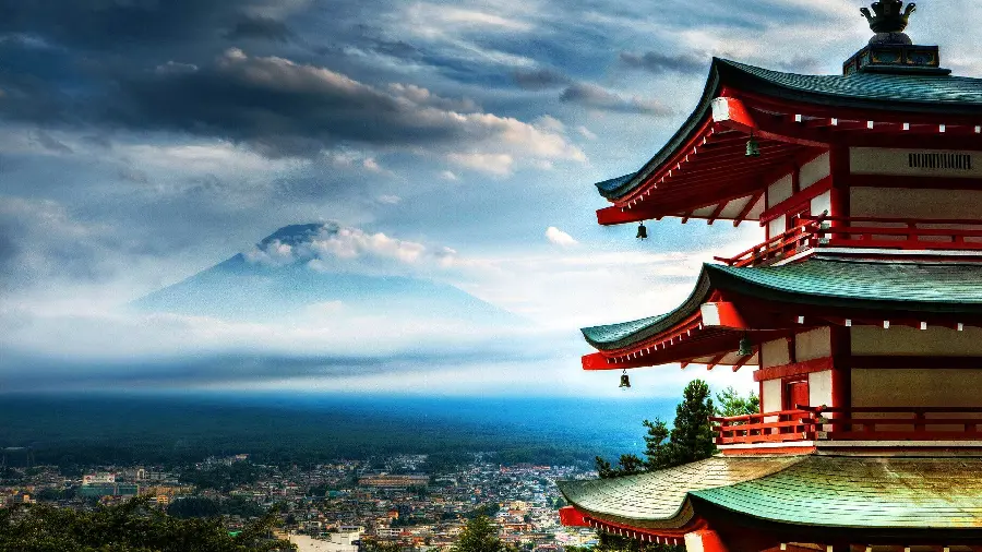 Photo of classic houses and Japanese nature