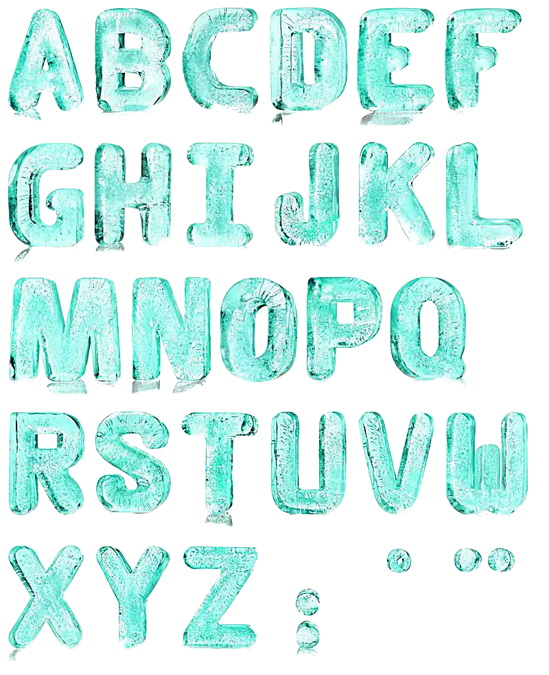 ‏abcd and English numbers with blue bubble theme cut out png