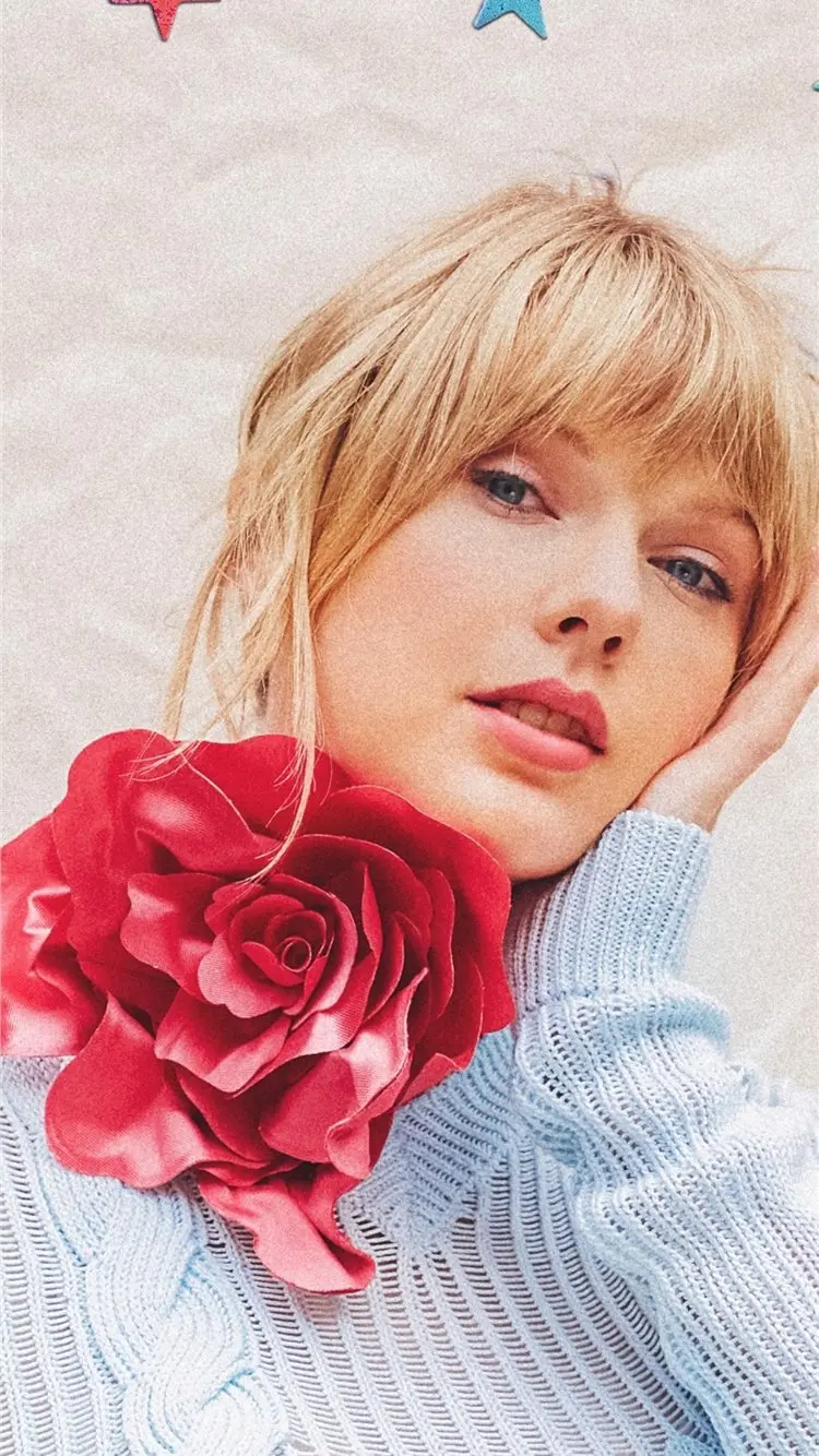 Very Beautiful Photo of Taylor Swift with Red Flower in 8K Quality