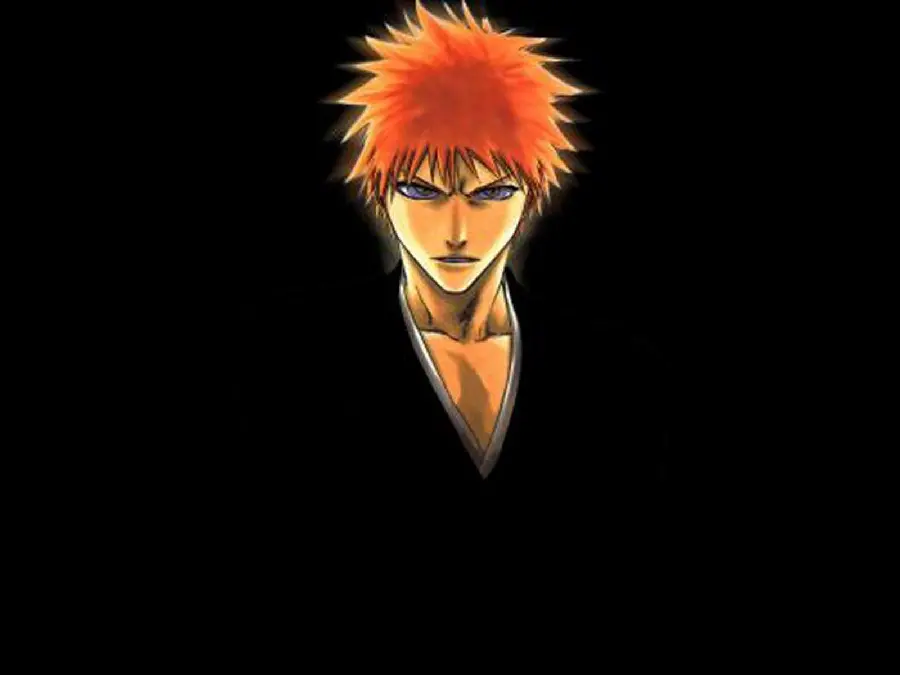 Anime boy photo with short orange hair and black background