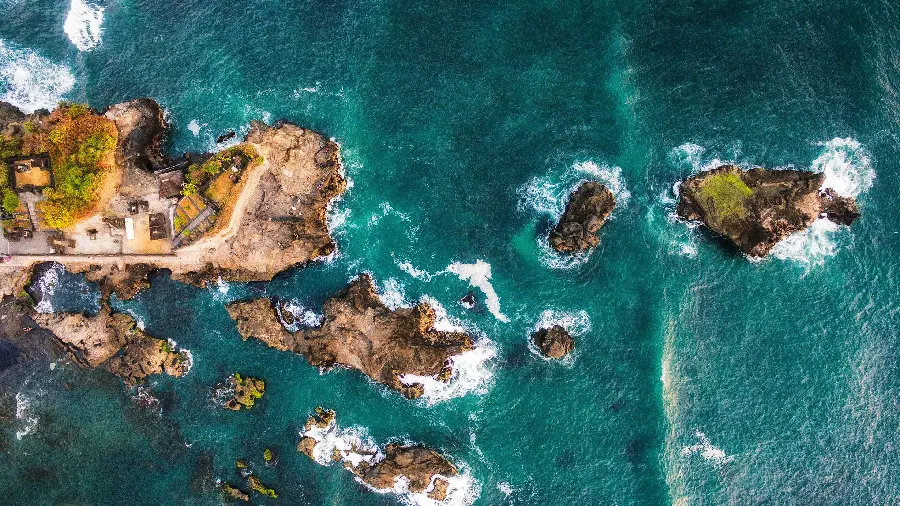 Aerial Image of the Sea Brilliant Blue on the Island of Bali, Indonesia