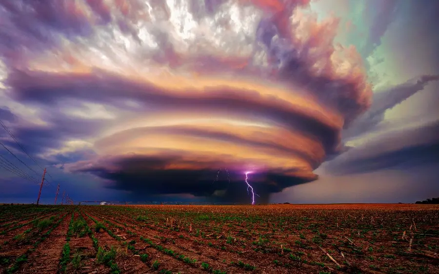 Beautiful colorful tornado image with lightning Brilliant Purple 