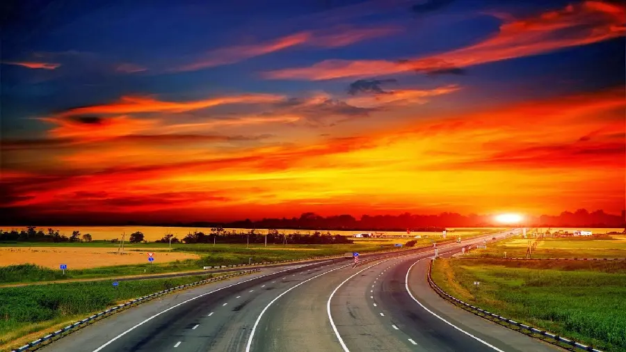 Download Orange Road and Sunset Wallpaper