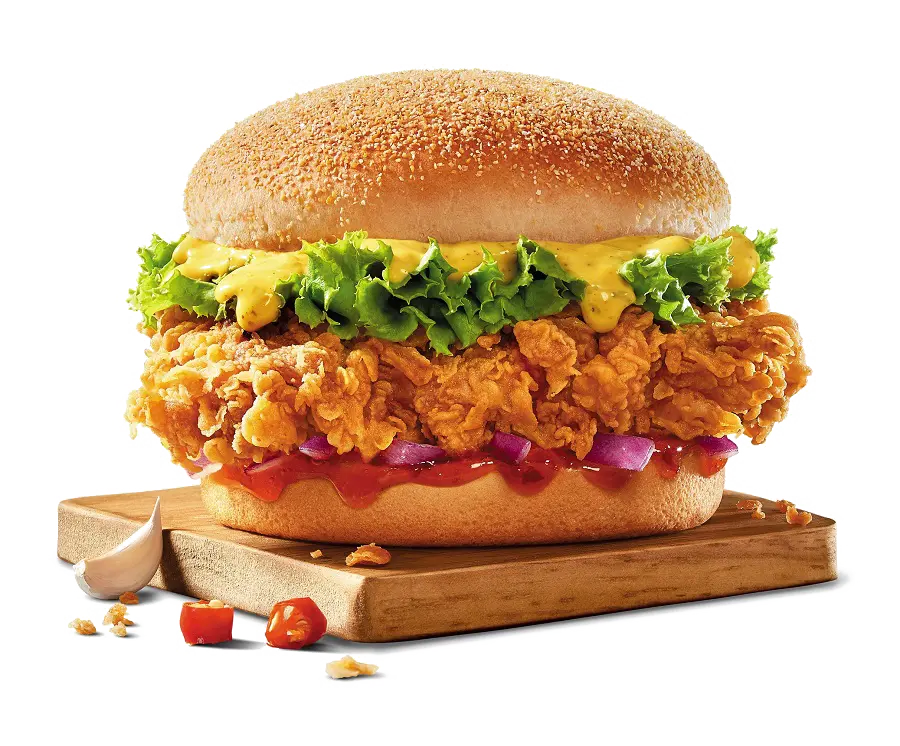 Tempting image of chicken burger for fast food card